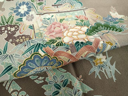 平和屋着物●京友禅作家　外池雅峰　色留袖　駒刺繍　雪輪几帳花文　暈し染め　金銀彩　正絹　逸品　DABI6433ps