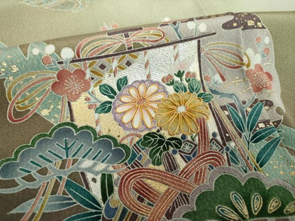平和屋着物●京友禅作家　外池雅峰　色留袖　駒刺繍　雪輪几帳花文　暈し染め　金銀彩　正絹　逸品　DABI6433ps