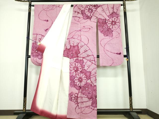平和屋着物●豪華振袖　総絞り　檜扇花文　正絹　逸品　DABI6434ps