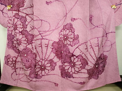 平和屋着物●豪華振袖　総絞り　檜扇花文　正絹　逸品　DABI6434ps