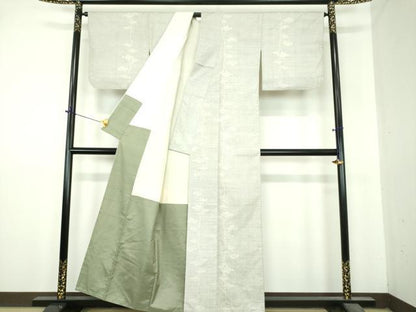 平和屋着物●本場大島紬　白大島　7マルキ　松文　正絹　逸品　DABI6435ps