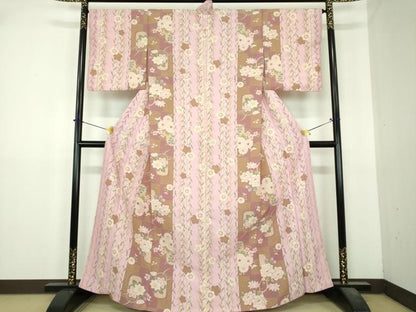 平和屋着物●小紋　枝垂れ桜　洗える着物　DABI6436ps
