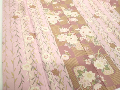 平和屋着物●小紋　枝垂れ桜　洗える着物　DABI6436ps