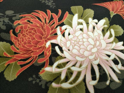 平和屋着物●小紋　乱菊　黒地　洗える着物　DABI6439ps