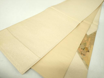 平和屋着物▼太鼓柄袋帯　秋草文　金銀彩　正絹　逸品　DABI6446ps