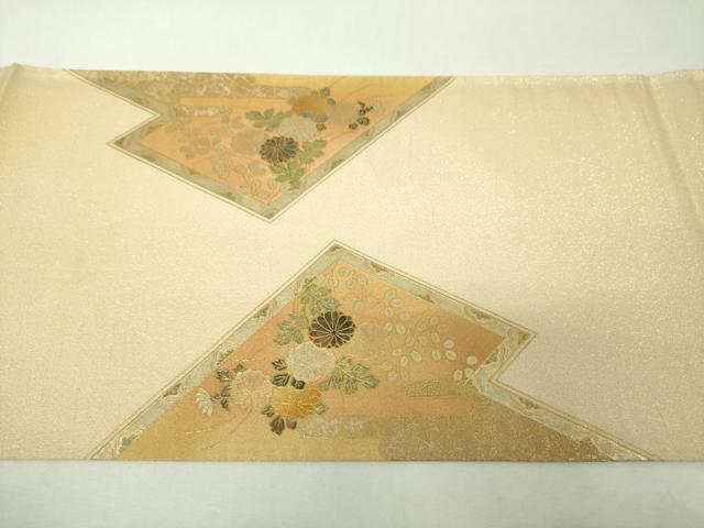 平和屋着物▼太鼓柄袋帯　秋草文　金銀彩　正絹　逸品　DABI6446ps