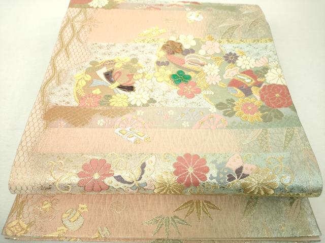平和屋着物▼袋帯　螺鈿　唐織　宝尽くし花舟丸文　金銀糸　鈴乃屋扱い　正絹　逸品　DABI6451ps