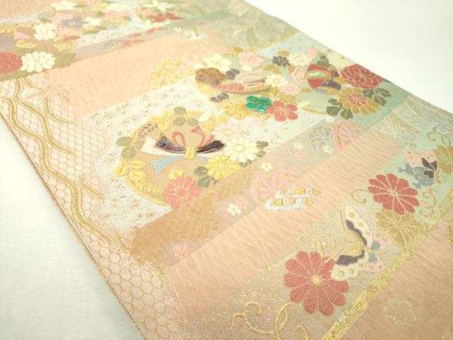 平和屋着物▼袋帯　螺鈿　唐織　宝尽くし花舟丸文　金銀糸　鈴乃屋扱い　正絹　逸品　DABI6451ps