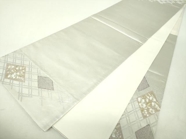 平和屋着物▼太鼓柄袋帯　総刺繍　花菱文　金銀糸　引箔　正絹　逸品　DABI6452ps
