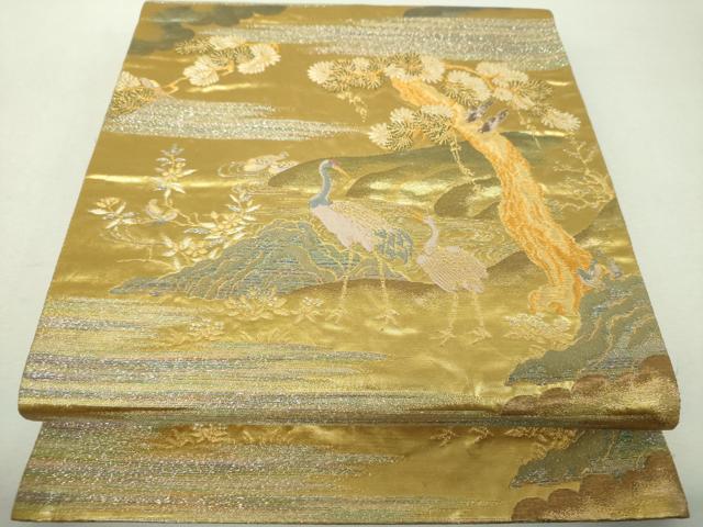 平和屋着物▼六通柄袋帯　四季花鳥図　金銀糸　正絹　逸品　DABI6467ps