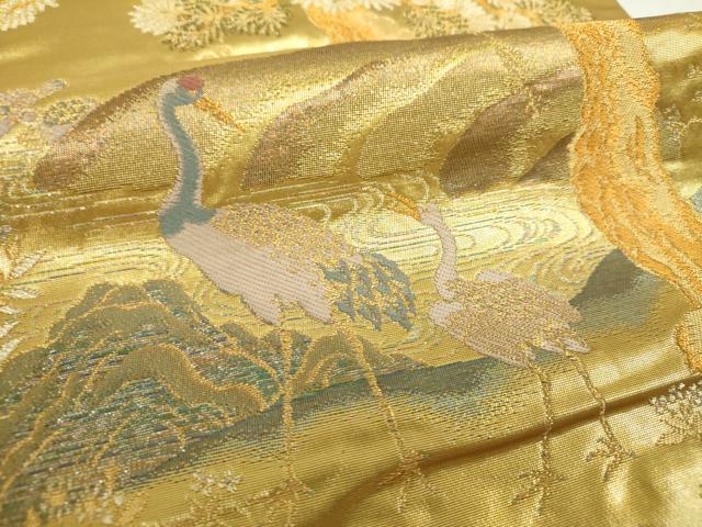 平和屋着物▼六通柄袋帯　四季花鳥図　金銀糸　正絹　逸品　DABI6467ps