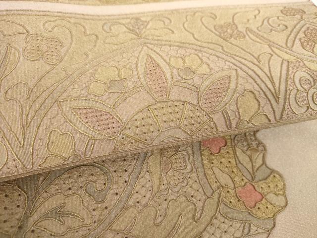 平和屋着物▼中国三大刺繍 スワトウ刺繍 汕頭刺繍 総刺繍 太鼓柄袋帯 手織 明綴汕頭 天然草木 紅花染 更紗花文 金彩 正絹 逸品 DABI6475ps