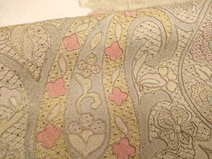 平和屋着物▼中国三大刺繍 スワトウ刺繍 汕頭刺繍 総刺繍 太鼓柄袋帯 手織 明綴汕頭 天然草木 紅花染 更紗花文 金彩 正絹 逸品 DABI6475ps