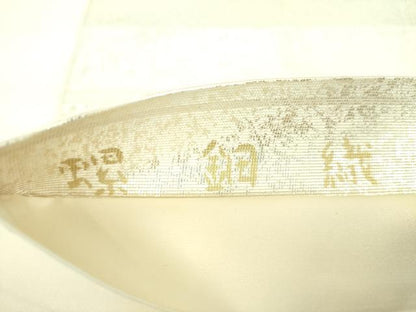 平和屋着物▼太鼓柄袋帯　螺鈿織　孔雀花文　金銀彩　正絹　逸品　DABI6477ps