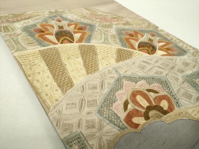 平和屋着物●中国三大刺繍　スワトウ相良刺繍　汕頭相良刺繍　総刺繍　太鼓柄袋帯　紬地　絽刺し　更紗鳳凰花文　正絹　逸品　DABI6492ps