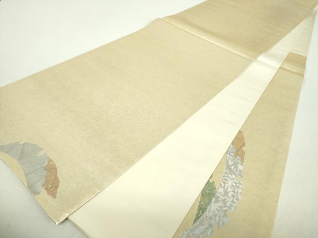 平和屋着物▼太鼓柄袋帯　雪芝文　金銀彩　引箔　正絹　逸品　未使用　DABI6494ps
