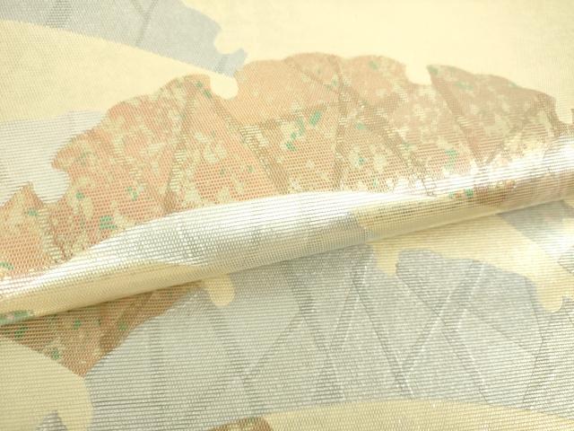 平和屋着物▼太鼓柄袋帯　雪芝文　金銀彩　引箔　正絹　逸品　未使用　DABI6494ps