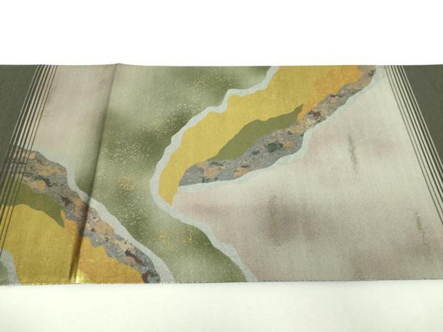 平和屋着物▼太鼓柄袋帯　道長霞文　金銀彩　引箔　正絹　逸品　未使用　DABI6515ps