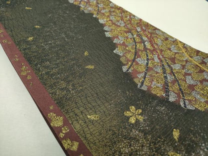 平和屋着物▼全通柄袋帯　舞桜　金銀糸　やまと誂製　正絹　逸品　DABI6523ps
