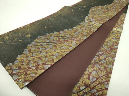平和屋着物▼全通柄袋帯　舞桜　金銀糸　やまと誂製　正絹　逸品　DABI6523ps
