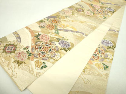 平和屋着物▼六通柄袋帯　九百織錦　正倉院花文　金銀糸　正絹　逸品　DABI6537ps