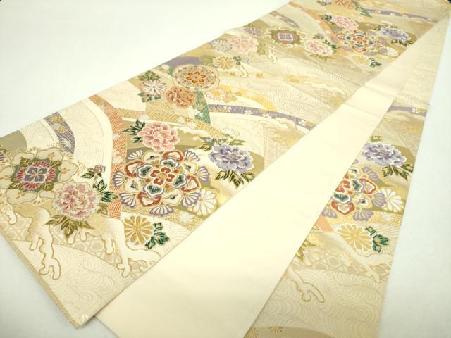 平和屋着物▼六通柄袋帯　九百織錦　正倉院花文　金銀糸　正絹　逸品　DABI6537ps