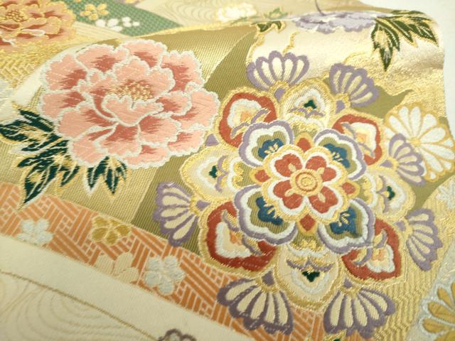 平和屋着物▼六通柄袋帯　九百織錦　正倉院花文　金銀糸　正絹　逸品　DABI6537ps