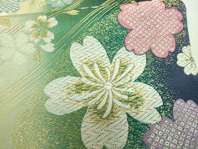 平和屋着物▼六通柄袋帯　舞桜　金糸　正絹　逸品　DABI6542ps