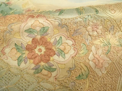 平和屋着物▼中国三大刺繍　スワトウ刺繍　汕頭刺繍　総刺繍　太鼓柄袋帯　駒刺繍　道長蜀江花文　金彩　正絹　逸品　未使用　DABI6544ps