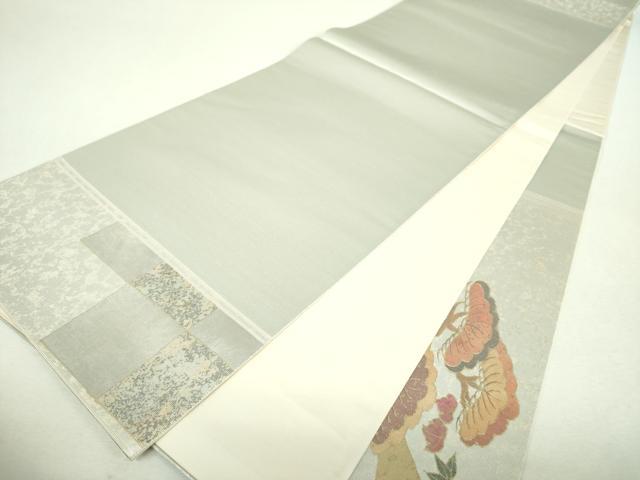 平和屋着物▼太鼓柄袋帯　螺鈿箔　鳳凰笹松文　金銀彩　引箔　正絹　逸品　未使用　DABI6545ps