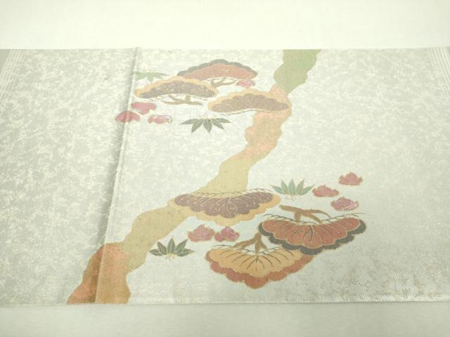 平和屋着物▼太鼓柄袋帯　螺鈿箔　鳳凰笹松文　金銀彩　引箔　正絹　逸品　未使用　DABI6545ps
