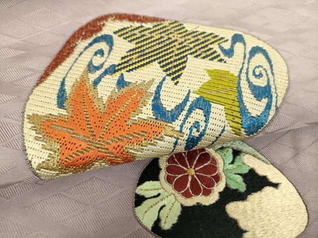平和屋着物●アンティーク　大正ロマン　九寸名古屋帯　絽刺し　区限刺繍　駒刺繍　総刺繍　貝合わせ花文　金銀糸　正絹　逸品　DABI6552ps