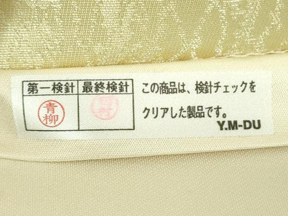 平和屋着物▼太鼓柄袋帯　草花文　シルエット　金彩　銀通し地　正絹　逸品　DABI6555ps