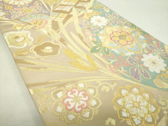 平和屋着物▼六通柄袋帯　唐織　花唐草文　金銀糸　正絹　逸品　DABI6562ps