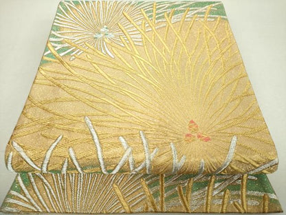 平和屋着物▼六通柄袋帯　若松葉　金銀糸　正絹　逸品　DABI6568ps