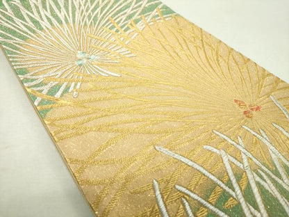 平和屋着物▼六通柄袋帯　若松葉　金銀糸　正絹　逸品　DABI6568ps