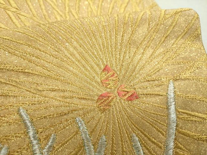 平和屋着物▼六通柄袋帯　若松葉　金銀糸　正絹　逸品　DABI6568ps