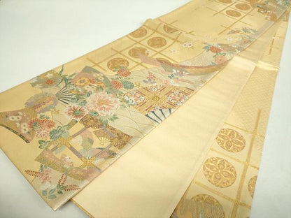 平和屋着物▼六通柄袋帯　洛寶　金糸　正絹　逸品　DABI6575ps