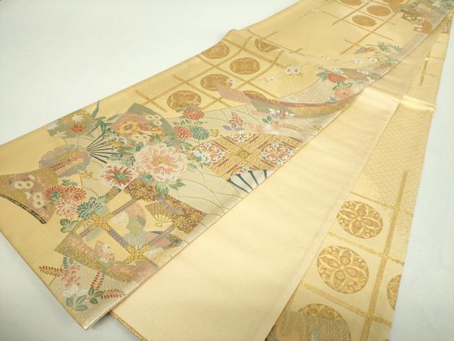 平和屋着物▼六通柄袋帯　洛寶　金糸　正絹　逸品　DABI6575ps
