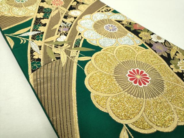 平和屋着物▼六通柄袋帯　吉祥花文　金糸　正絹　逸品　DABI6578ps