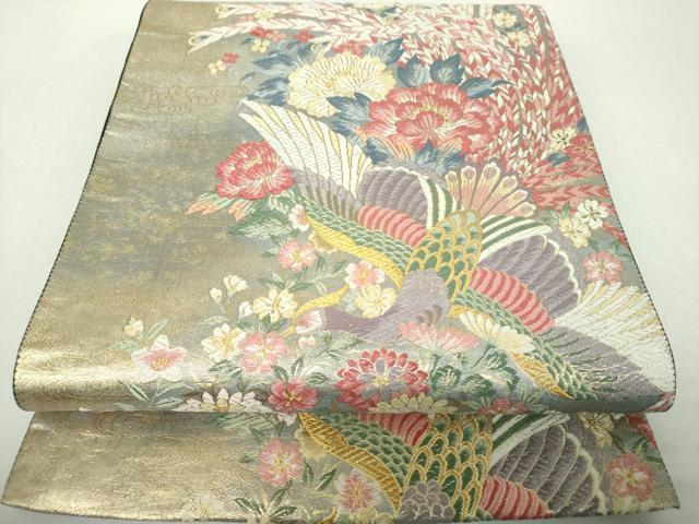 平和屋着物▼六通柄袋帯　唐織　翔鳥花之宴　金糸　引箔　正絹　逸品　DABI6580ps