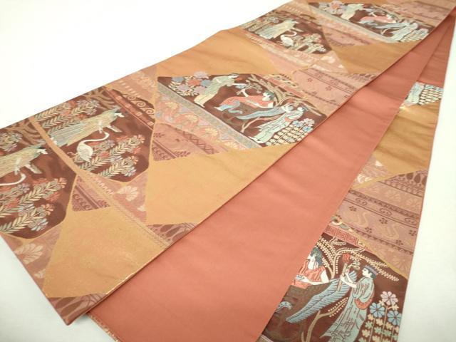 平和屋着物▼六通柄袋帯　石畳陶文　金糸　正絹　逸品　DABI6581ps