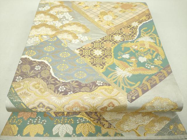 平和屋着物▼六通柄袋帯　冊子鳳凰花文　金銀糸　引箔　正絹　逸品　DABI6582ps