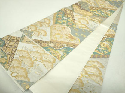 平和屋着物▼六通柄袋帯　冊子鳳凰花文　金銀糸　引箔　正絹　逸品　DABI6582ps