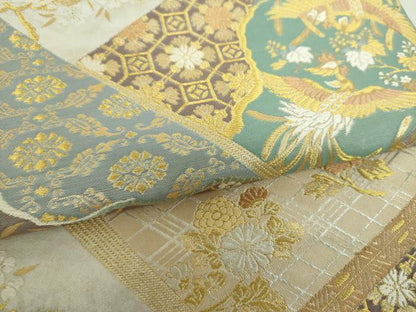 平和屋着物▼六通柄袋帯　冊子鳳凰花文　金銀糸　引箔　正絹　逸品　DABI6582ps