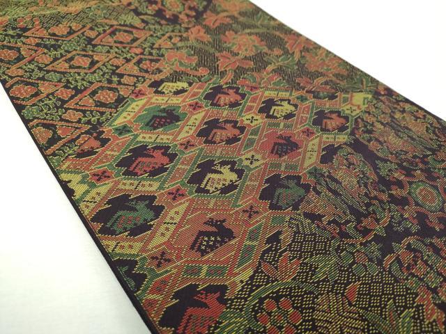 平和屋着物▼六通柄　本袋帯　名物裂類錦文　正絹　逸品　DABI6590ps