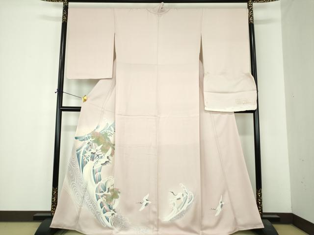 平和屋着物●豪華色留袖　立波地紙飛鶴花文　暈し染め　金彩　反端付き　正絹　逸品　未使用　DABI6594ps