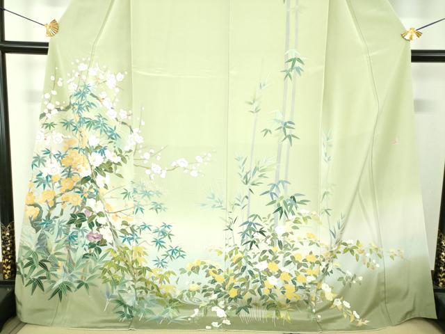 平和屋着物●訪問着　友禅　作家物　流水花文　暈し染め　正絹　逸品　未使用　DABI6595ps