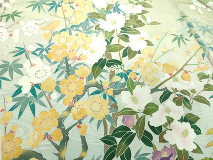 平和屋着物●訪問着　友禅　作家物　流水花文　暈し染め　正絹　逸品　未使用　DABI6595ps