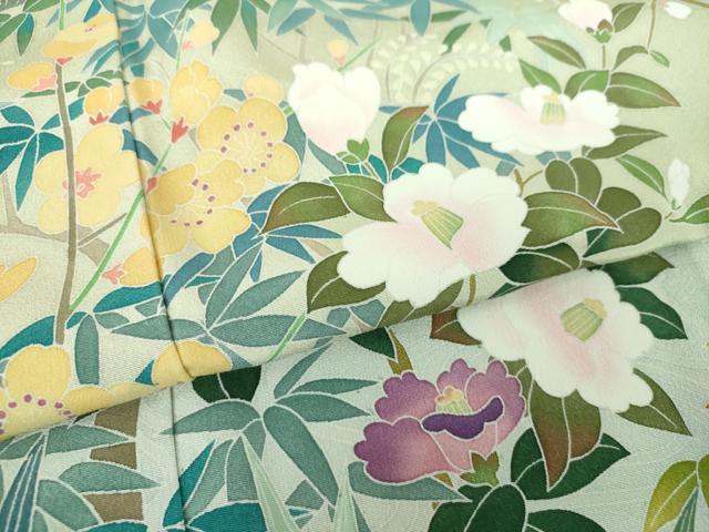 平和屋着物●訪問着　友禅　作家物　流水花文　暈し染め　正絹　逸品　未使用　DABI6595ps